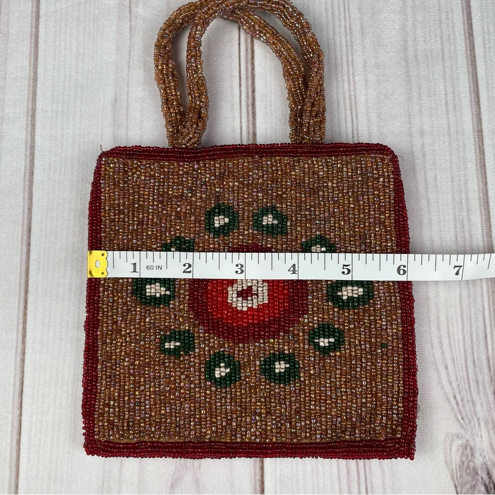 Vintage Moyna Hand Beaded Evening Bag Wristlet Phone Purse Small Sun Seed Pocket - Picture 10 of 12